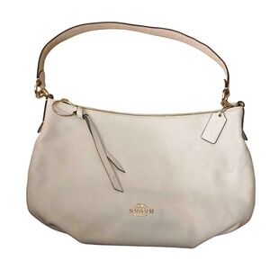 Coach Elle Hobo Bag Chalk White Pebbled Leather Shoulder Bag F91028